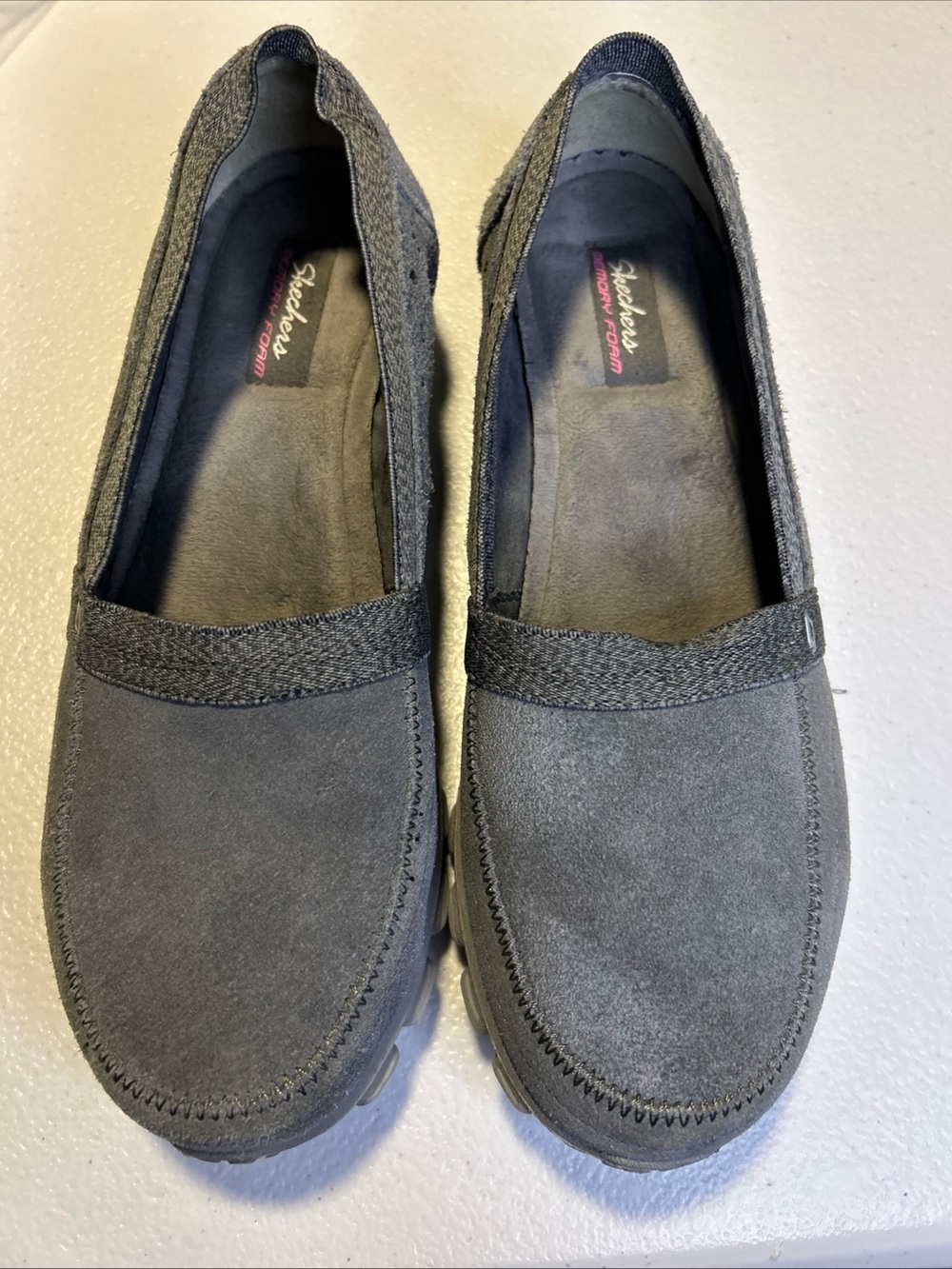 Skechers Gray Slip-On Suede Loafers
